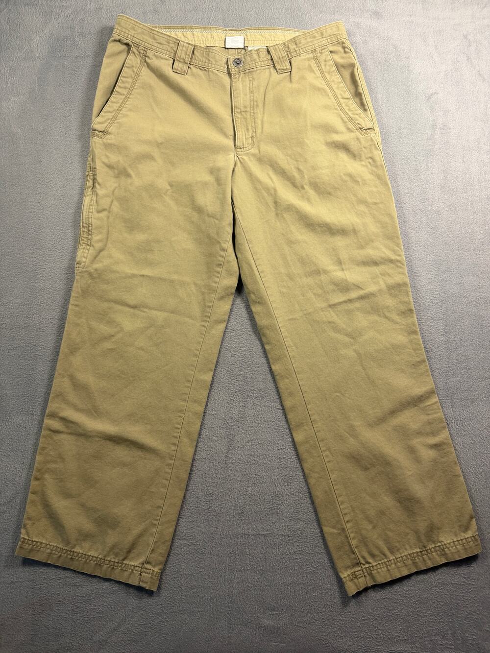 Columbia Mens 34 Khaki Canvas Utility Work Pants Straight Leg‎ Chino Beige